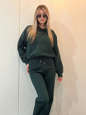 Bomber Style Oversize Fleece Zipper & Jogger Set - Sara - Storm Desire