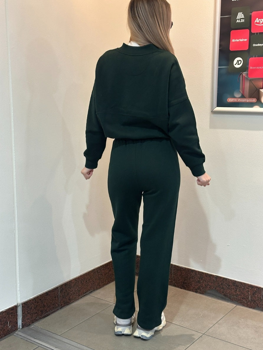 Bomber Style Oversize Fleece Zipper & Jogger Set - Sara - Storm Desire