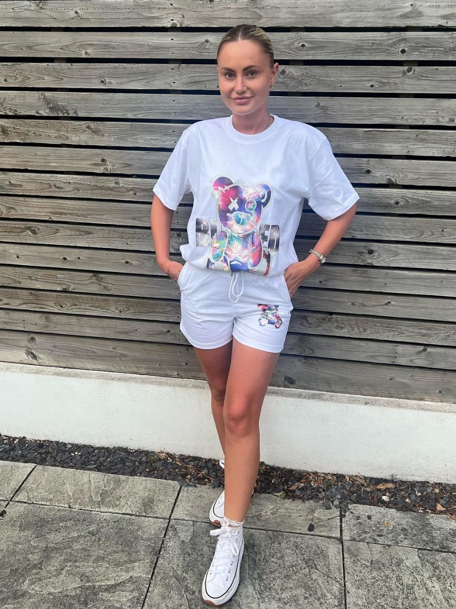 White Blessed Teddy Oversized T-Shirt & Shorts Set - Blaire - Storm Desire