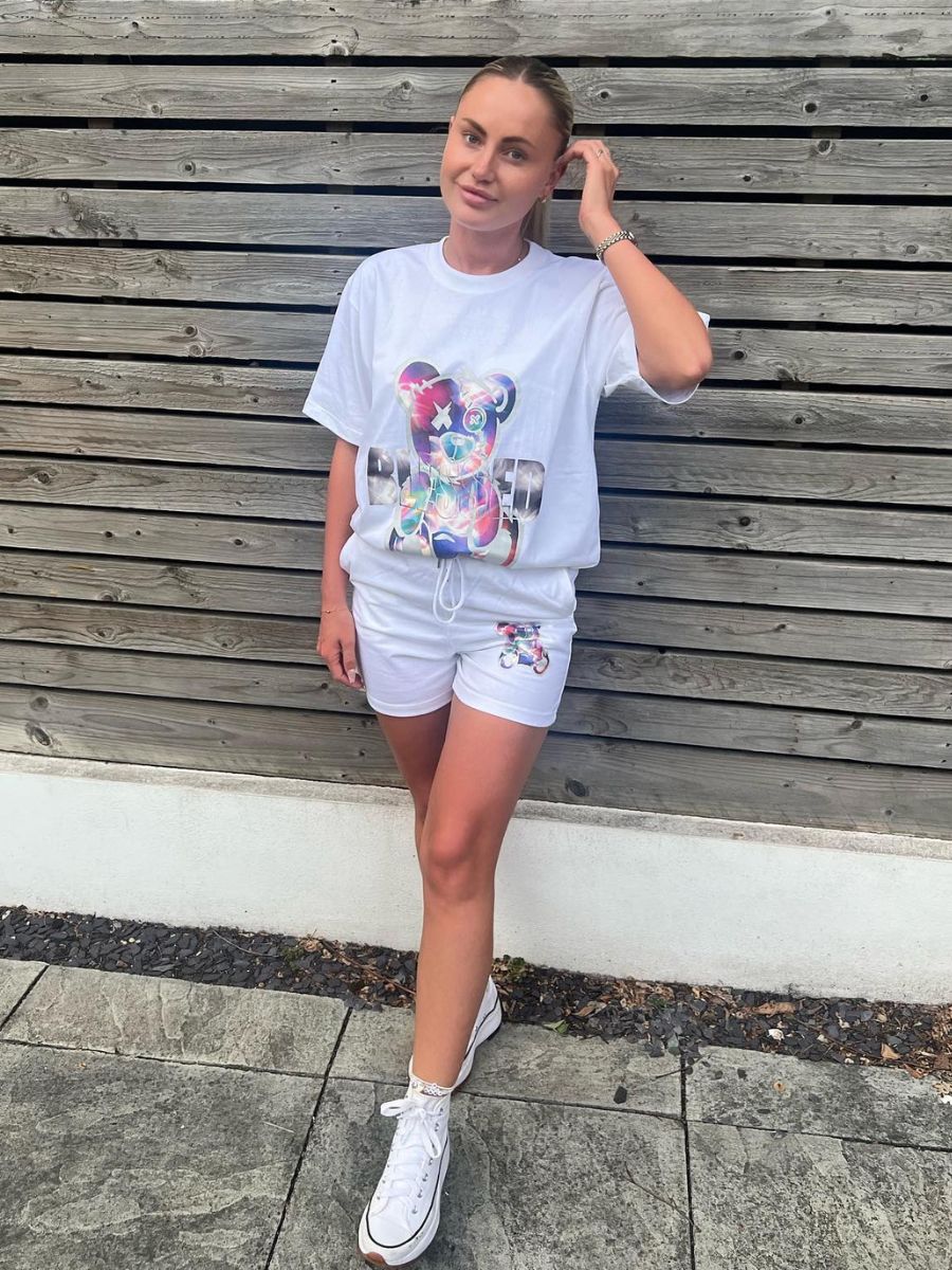 White Blessed Teddy Oversized T-Shirt & Shorts Set - Blaire - Storm Desire