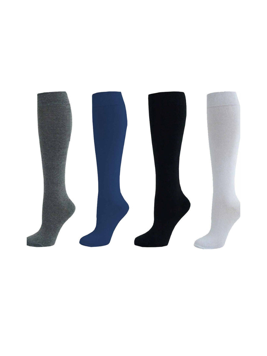 Plain Knee High School Socks Pack Of 3 - Storm Desire