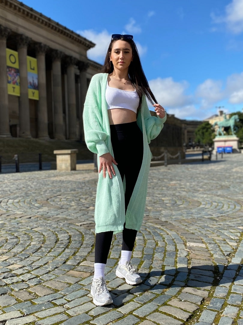 Mint Oversize Longline Knitted Cardigan - Kori - Storm Desire