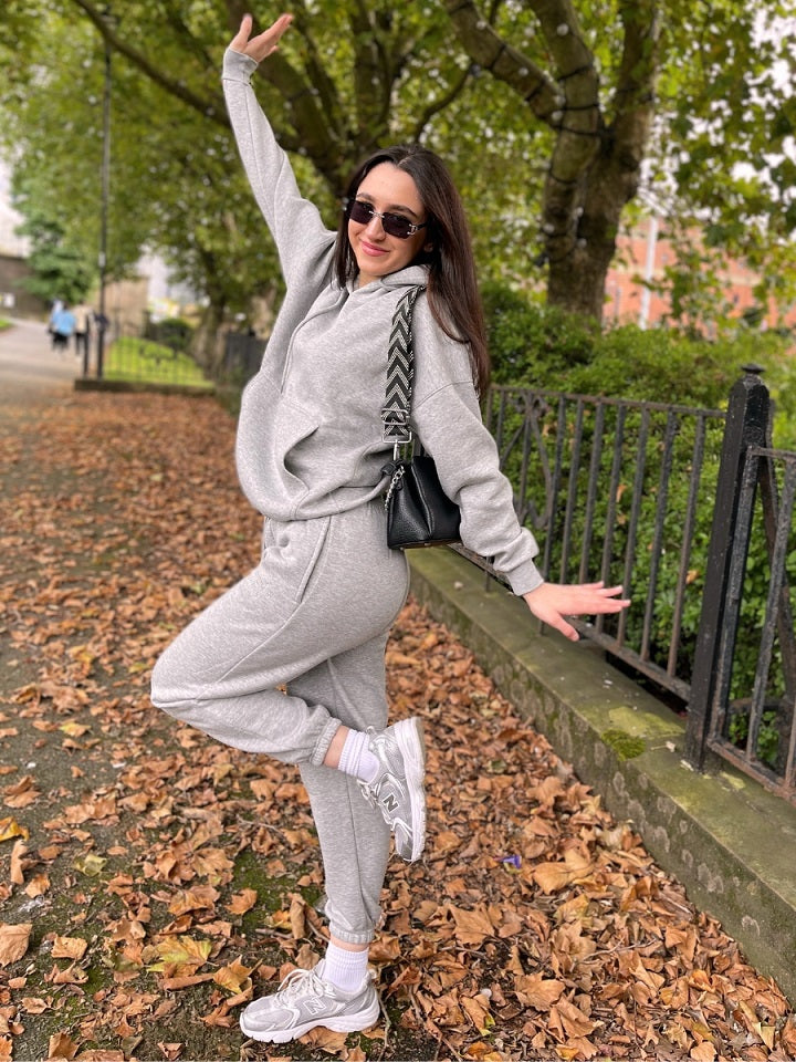 Grey Embroidered Los Angeles Sweatshirt & Jogger Set - Teresa - Storm Desire