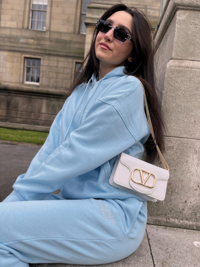 Baby Blue Embroidered Los Angeles Sweatshirt & Jogger Set - Teresa - Storm Desire