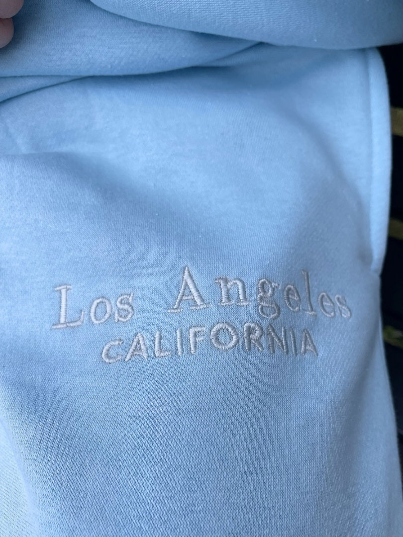 Baby Blue Embroidered Los Angeles Sweatshirt & Jogger Set - Teresa - Storm Desire