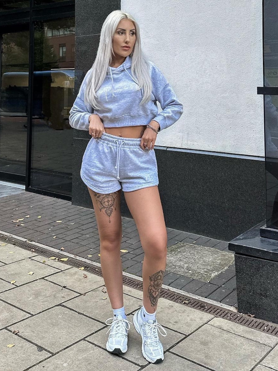 Grey Namaste Crop Sweatshirt And Shorts Set - Amiri - Storm Desire