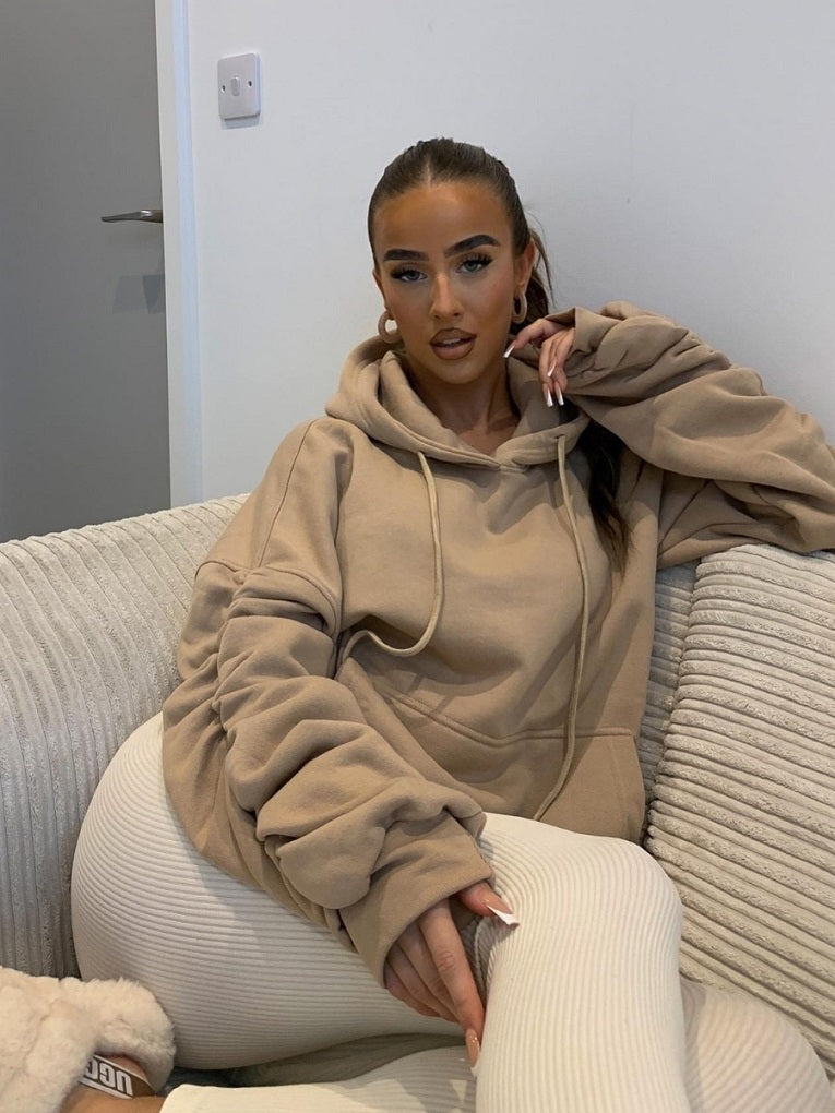 Ruched Sleeve Hooded Sweatshirt - Kora - Storm Desire