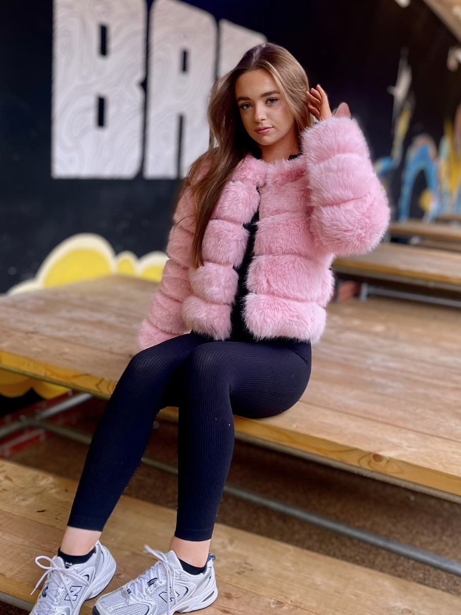 Baby Pink Super Soft Faux Fur Jacket - Salma - Storm Desire