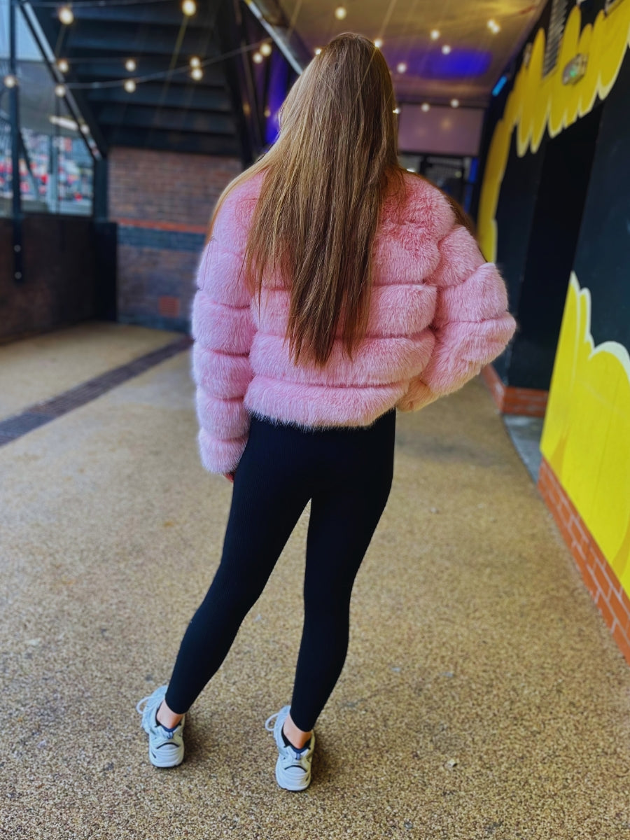 Baby Pink Super Soft Faux Fur Jacket - Salma - Storm Desire