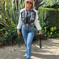 Faux Leather Crop Varsity Jacket - Sofia - Storm Desire