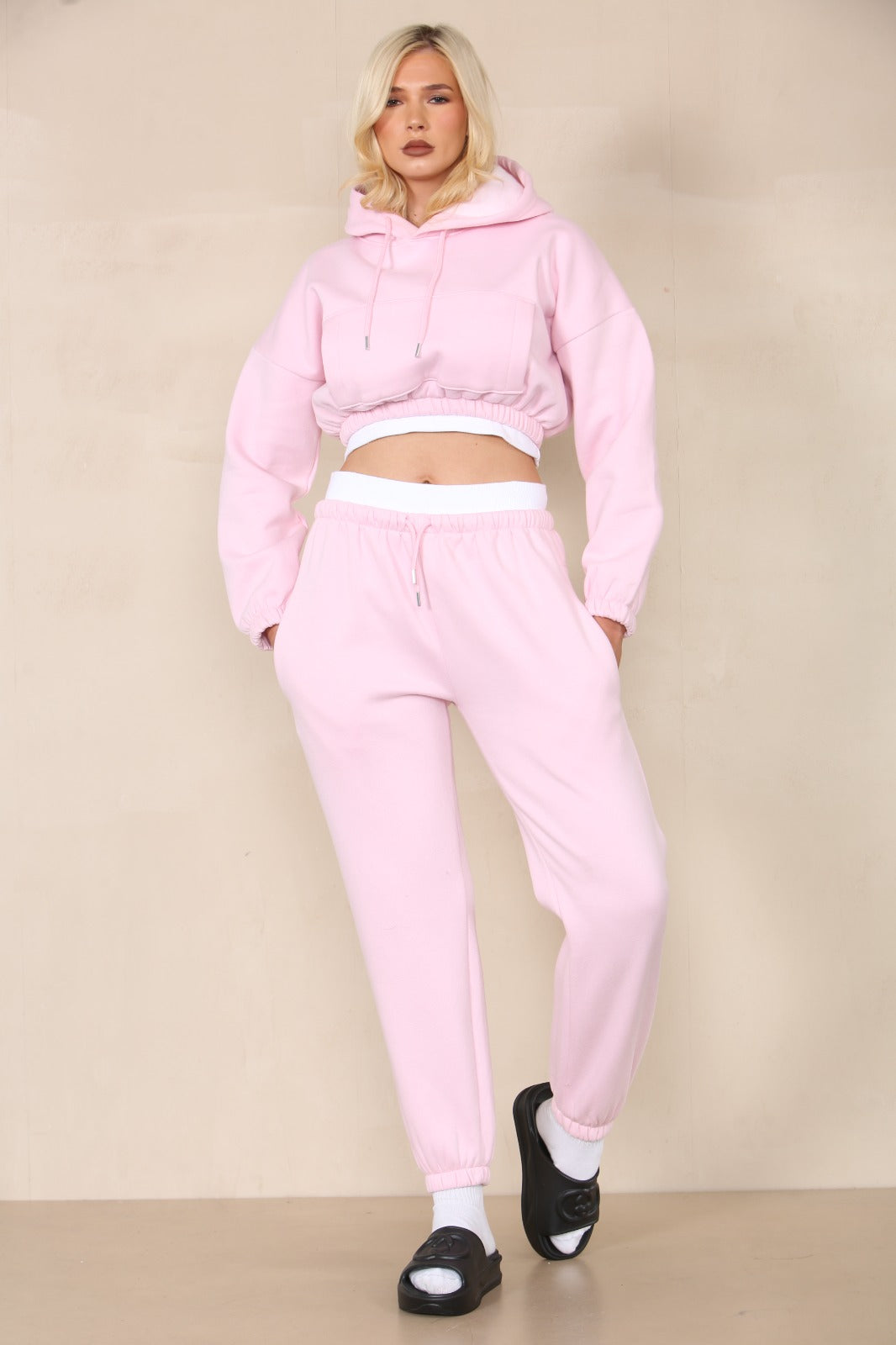 Pink Crop Hooded Loungewear - Nelly - Storm Desire