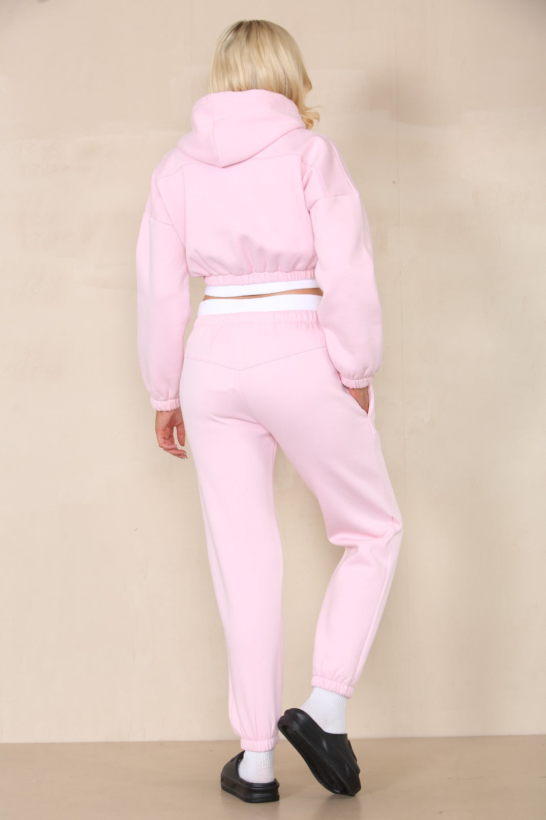 Pink Crop Hooded Loungewear - Nelly - Storm Desire