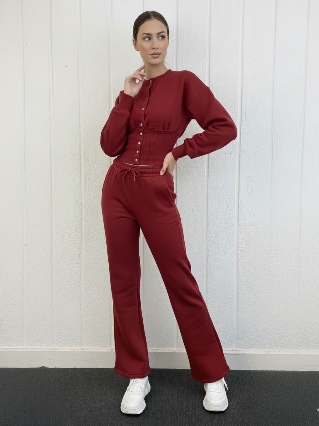 Button Up Top & Wide Leg Trouser Tracksuit - Linda