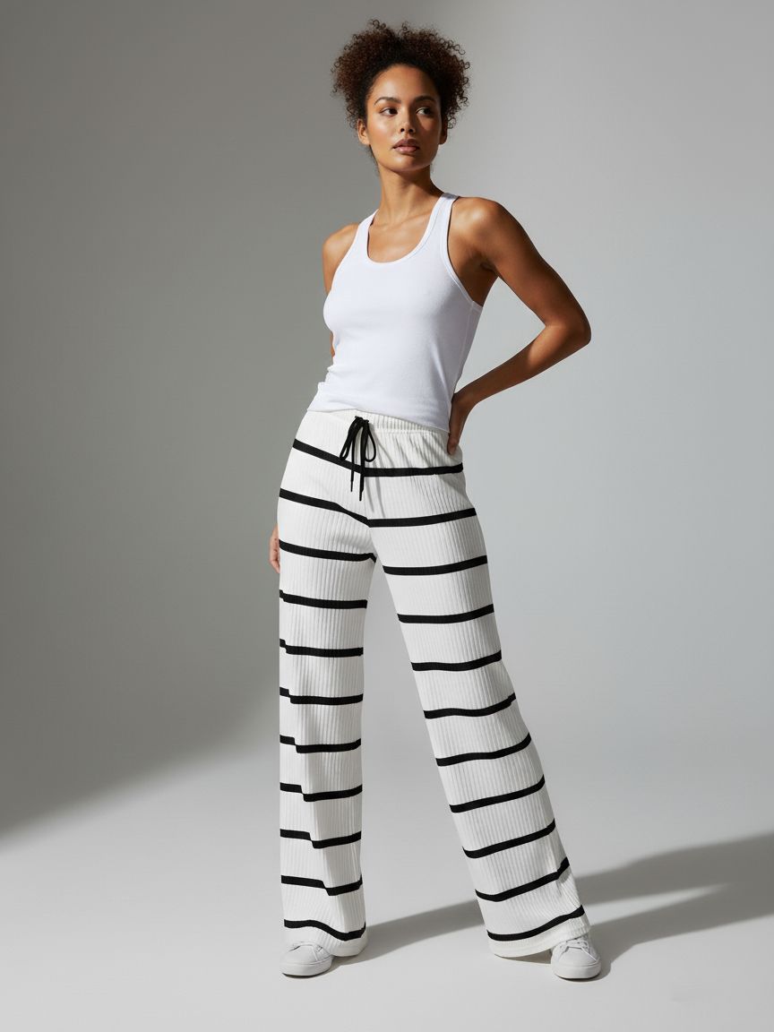 Striped High Waist Flared Trousers - Wrenleigh