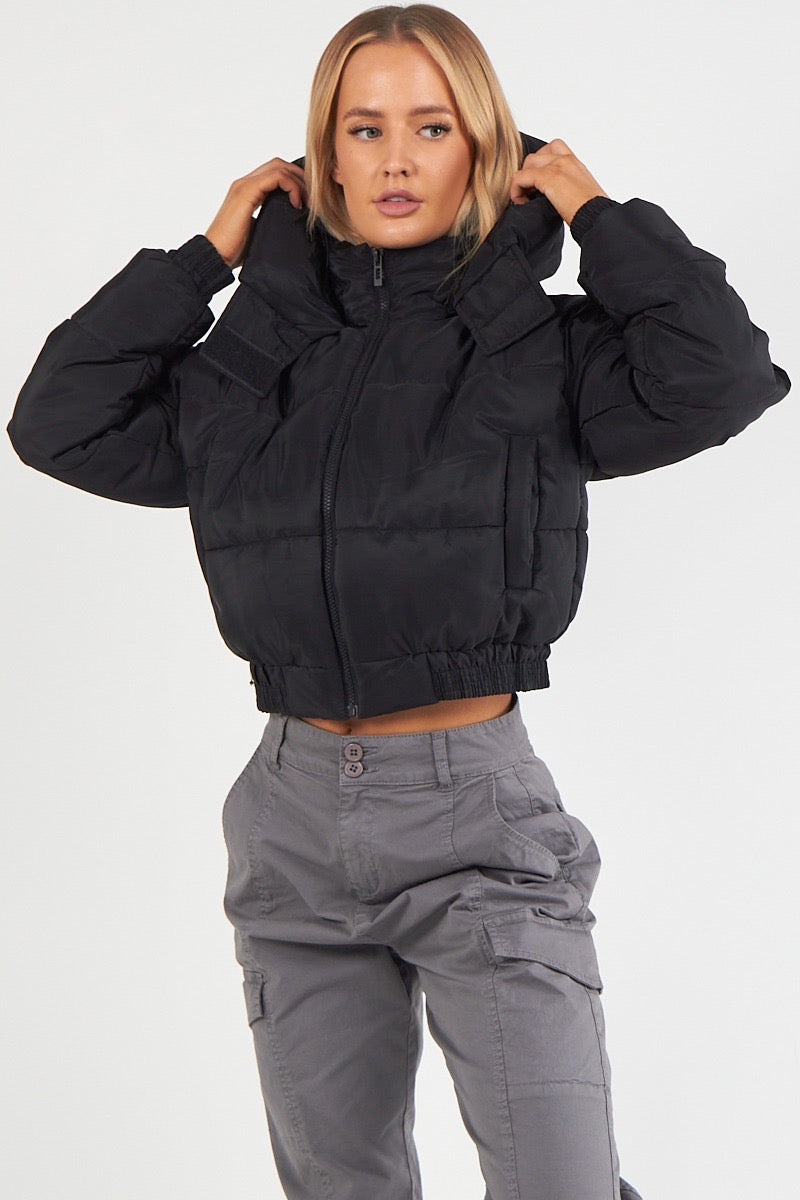 Hooded Crop Puffer Jacket - Matilda