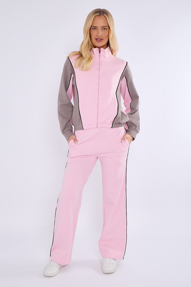 Colour Block Retro Jacket & Jogger Set - Ivanna - Storm Desire