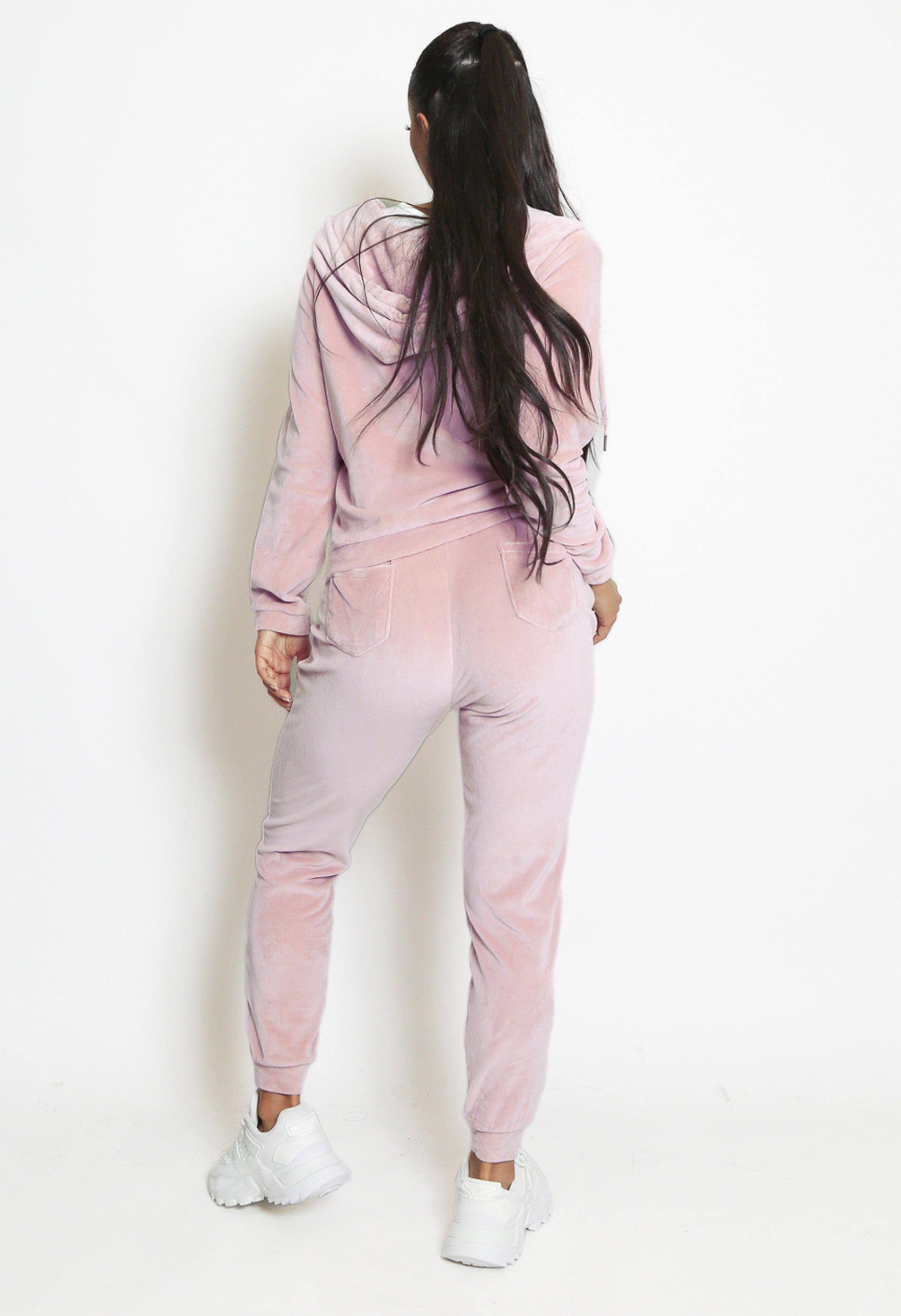 Baby Pink Velvet Hooded Loungewear Set - Megan - Storm Desire