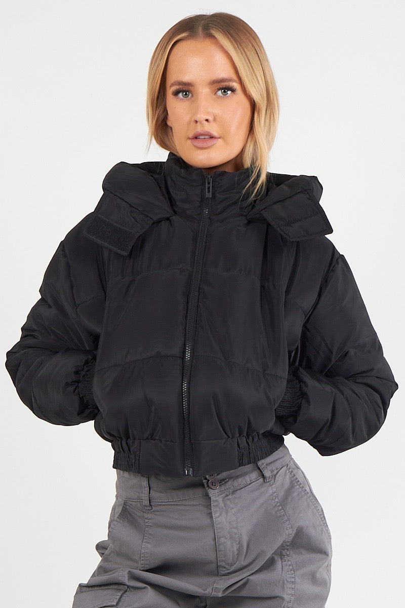 Hooded Crop Puffer Jacket - Matilda
