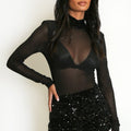 Sequin Neck Mesh Bodysuit - Johanna