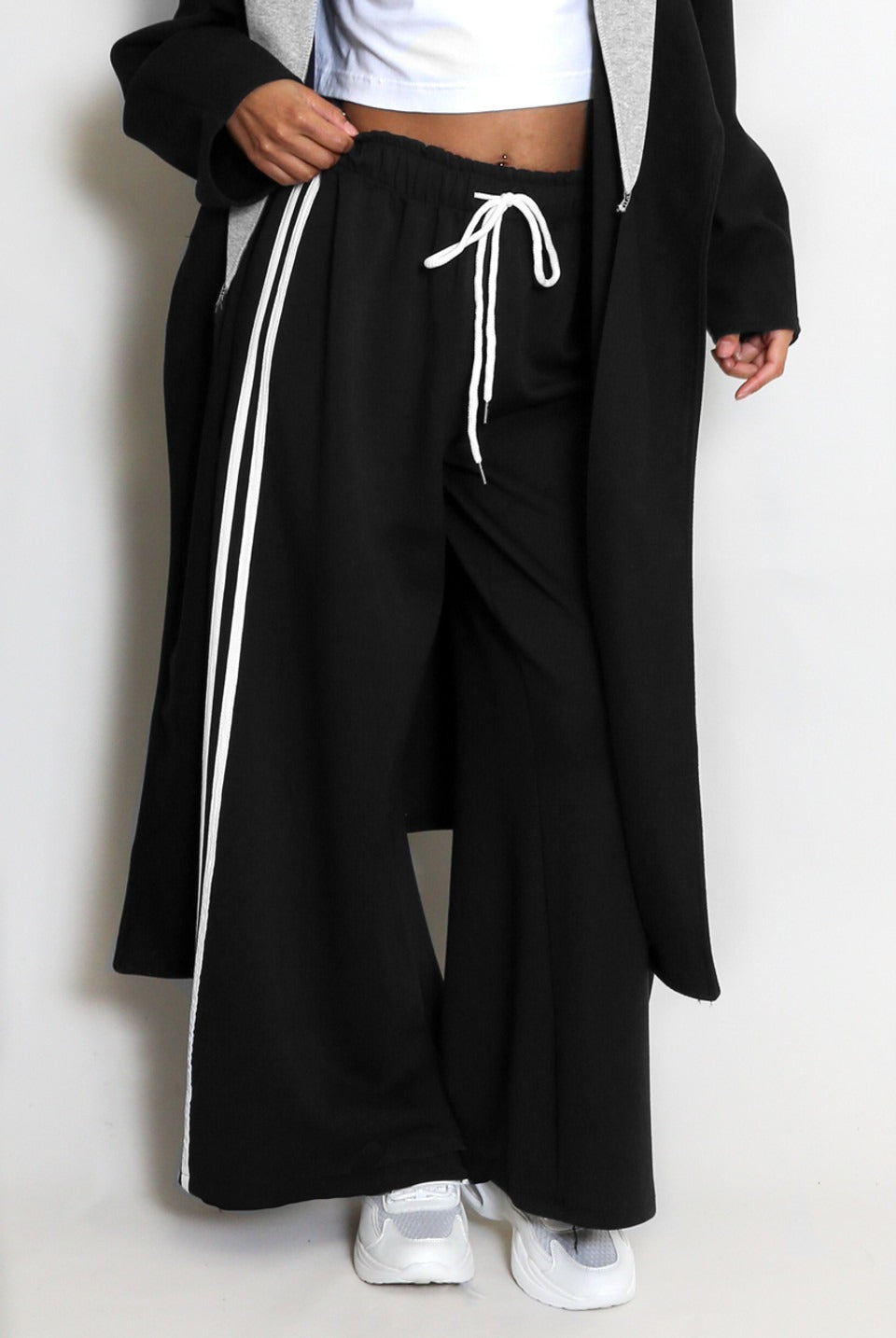 Wide Leg Side Stripe Trousers - Ivey