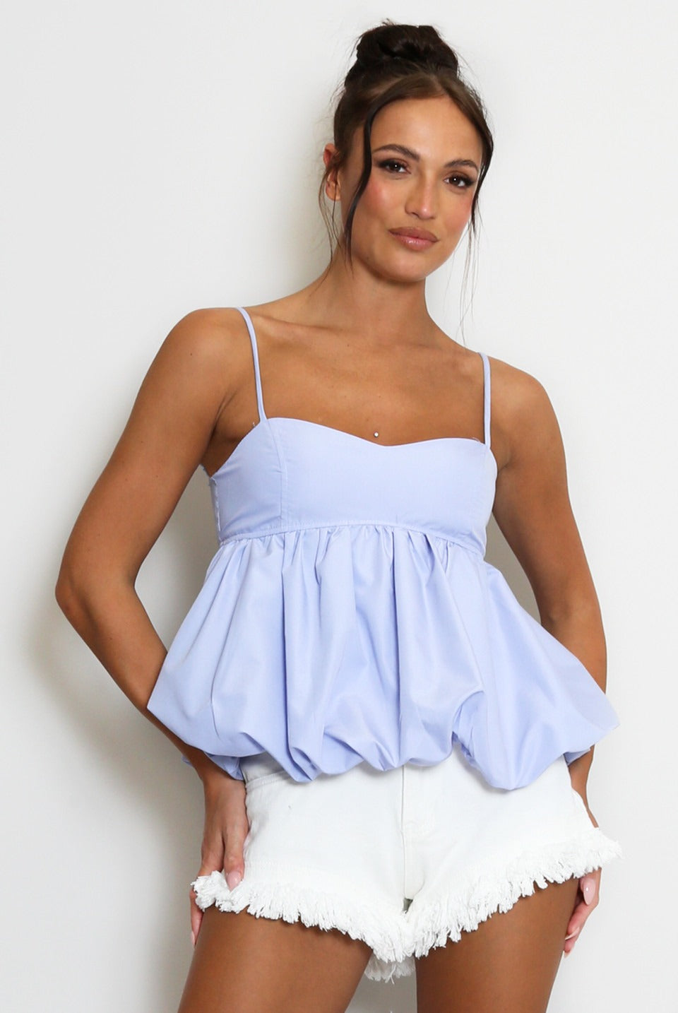 Strappy Bubble Hem Cropped Top - Emberly