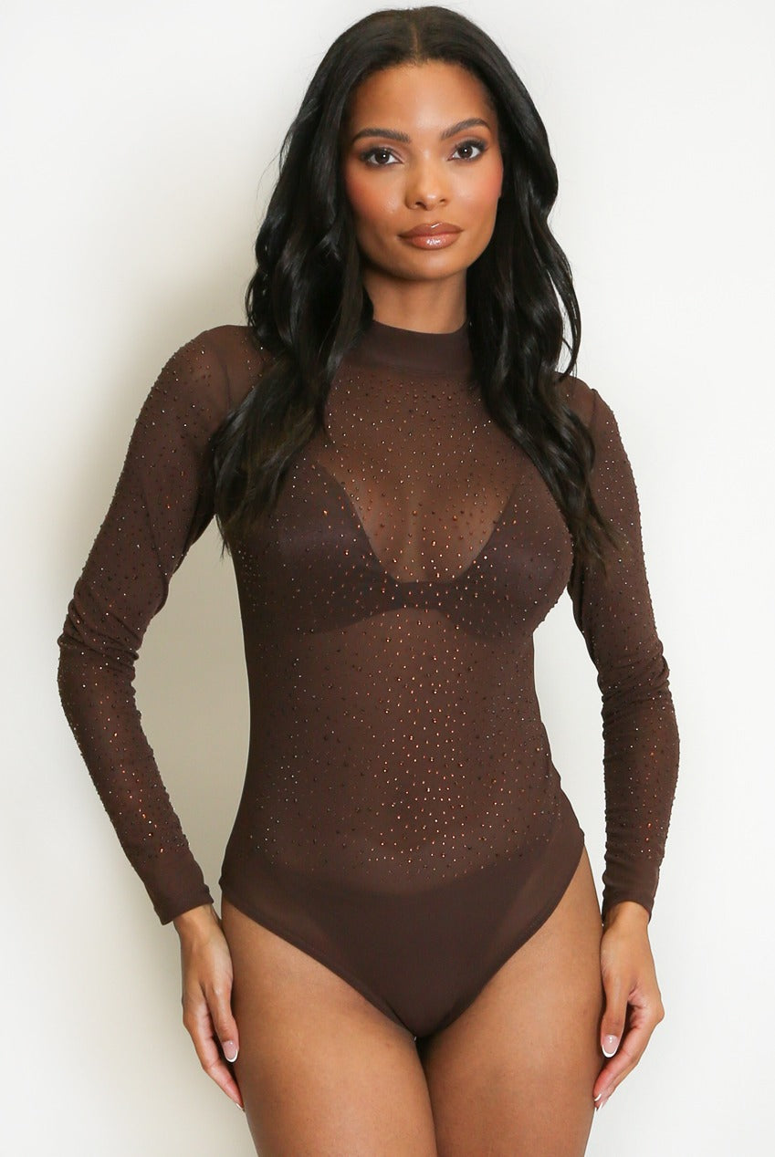 Sequin Crystal Mesh Bodysuit - Harlee