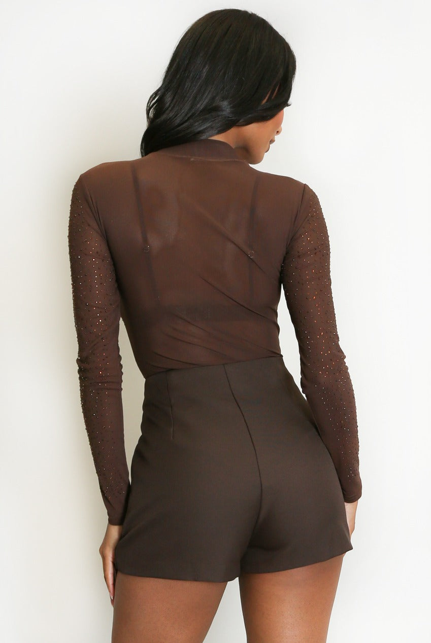 Sequin Crystal Mesh Bodysuit - Harlee