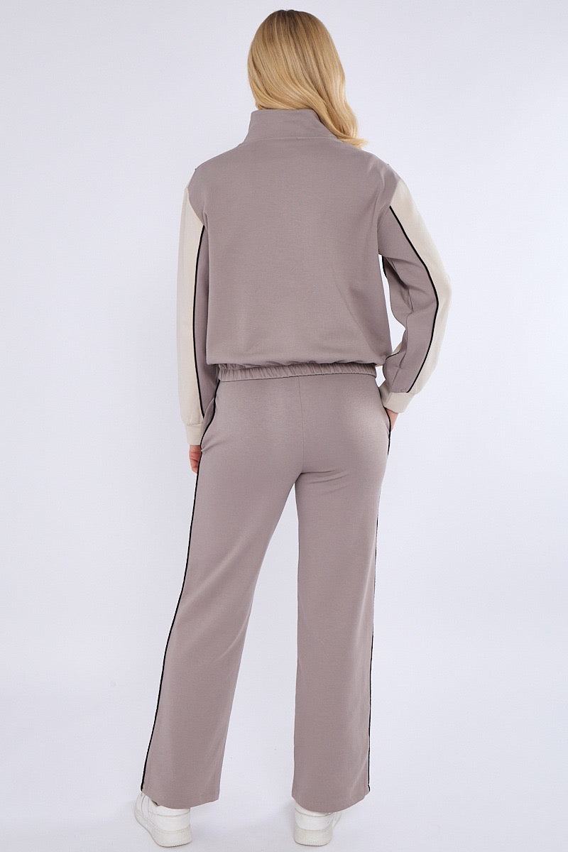 Colour Block Retro Jacket & Jogger Set - Ivanna - Storm Desire