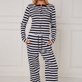 Striped Ribbed Button Up Top & Wide Leg Trouser Co-ord - Jolie