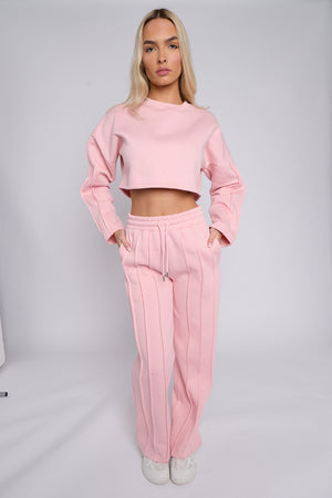 Baggy Crop Top And Flare Joggers Loungewear Set - Jamie - Storm Desire