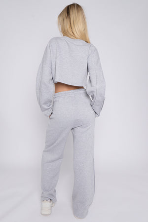 Baggy Crop Top And Flare Joggers Loungewear Set - Jamie - Storm Desire