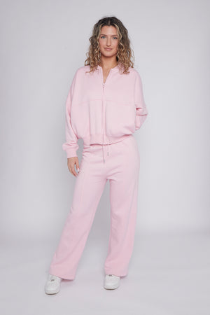 Bomber Style Oversize Fleece Zipper & Jogger Set - Sara - Storm Desire