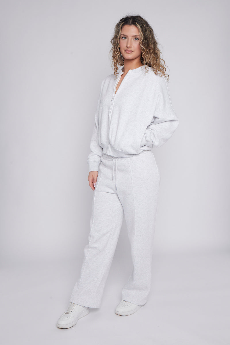 Bomber Style Oversize Fleece Zipper & Jogger Set - Sara - Storm Desire