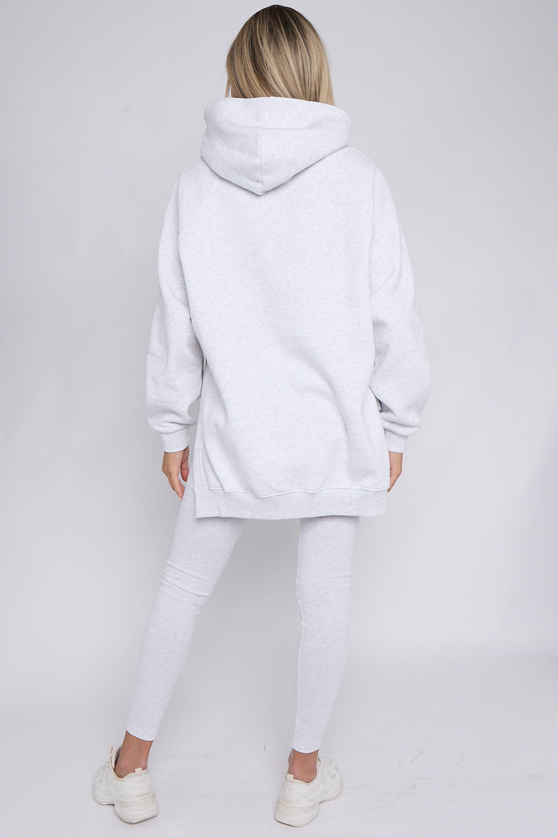 Bleach Grey Oversized Split Sides Hoodie & Ribbed Leggings Co-ord - Shelly - Storm Desire