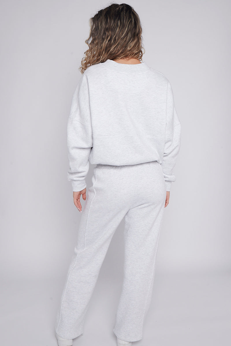 Bomber Style Oversize Fleece Zipper & Jogger Set - Sara - Storm Desire