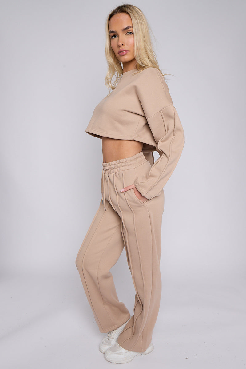 Baggy Crop Top And Flare Joggers Loungewear Set - Jamie - Storm Desire