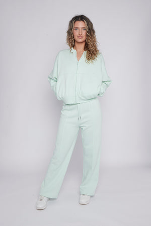 Bomber Style Oversize Fleece Zipper & Jogger Set - Sara - Storm Desire