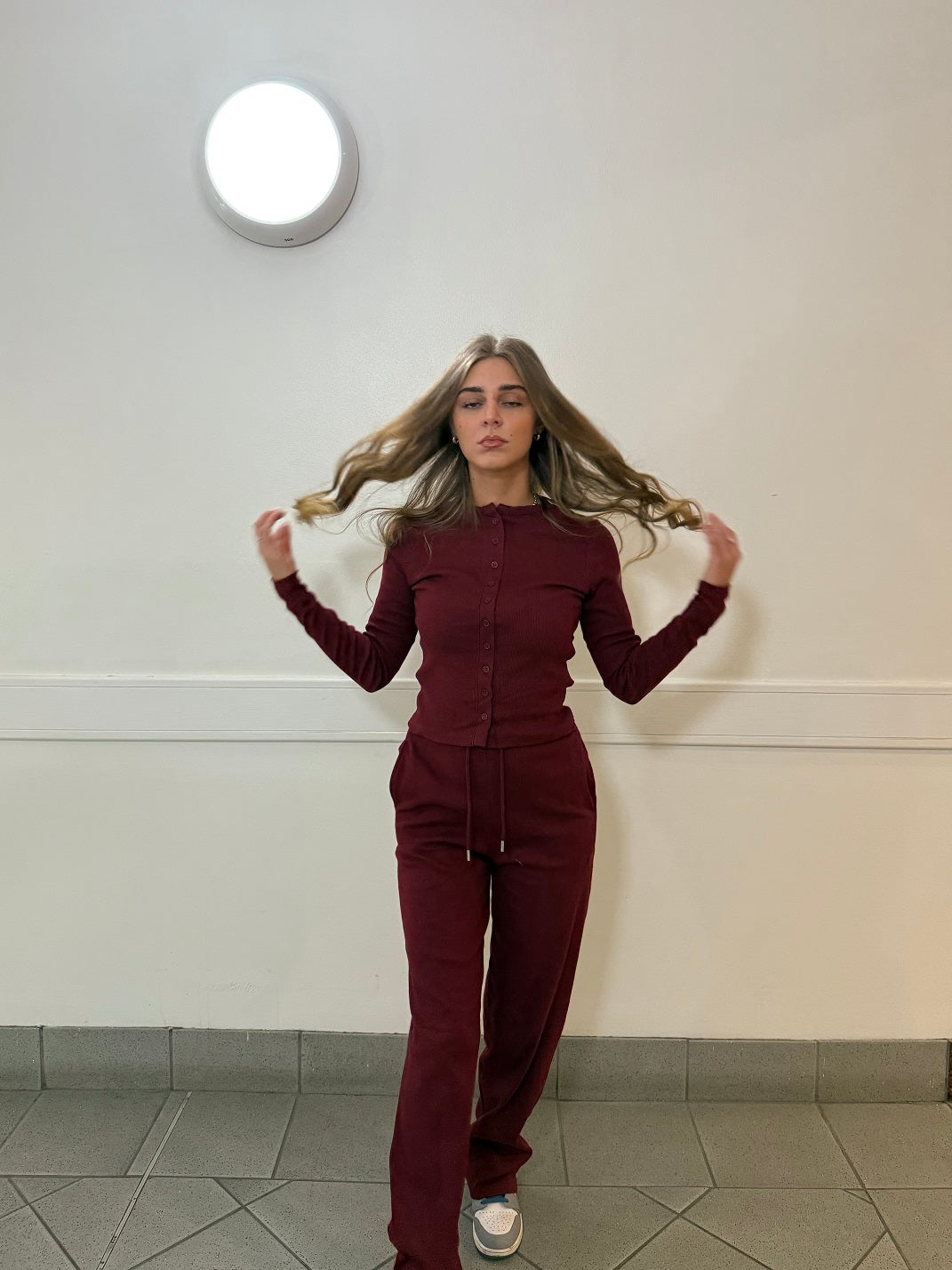 Ribbed Button Up Top & Wide Leg Trouser Co-ord - Mae - Storm Desire