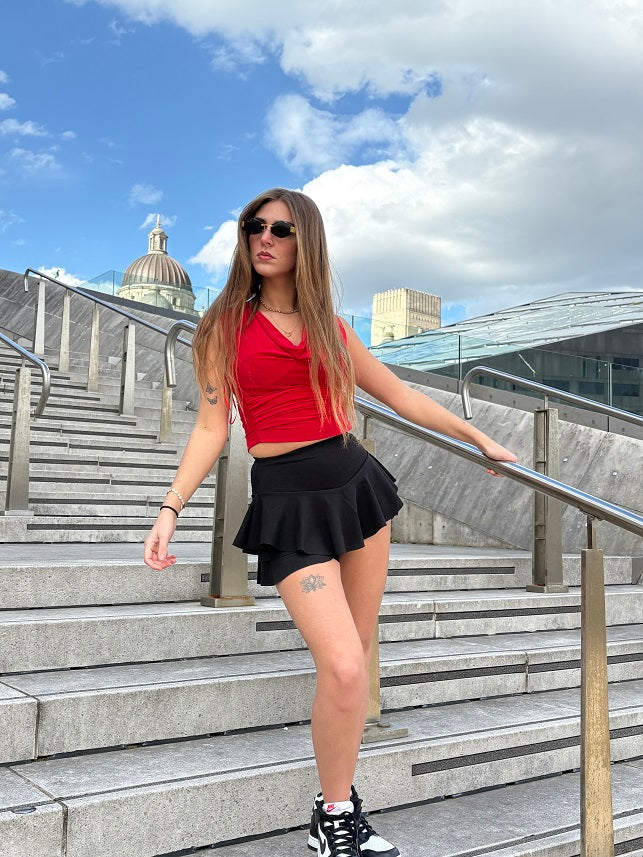 Back In Stock Layered Frill Mini Skorts Shorts - Mina