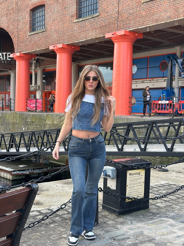 Denim Blue High Waist Flare Jeans - Zelda