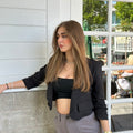 Ruched Sleeve Crop Open Blazer - Janelle