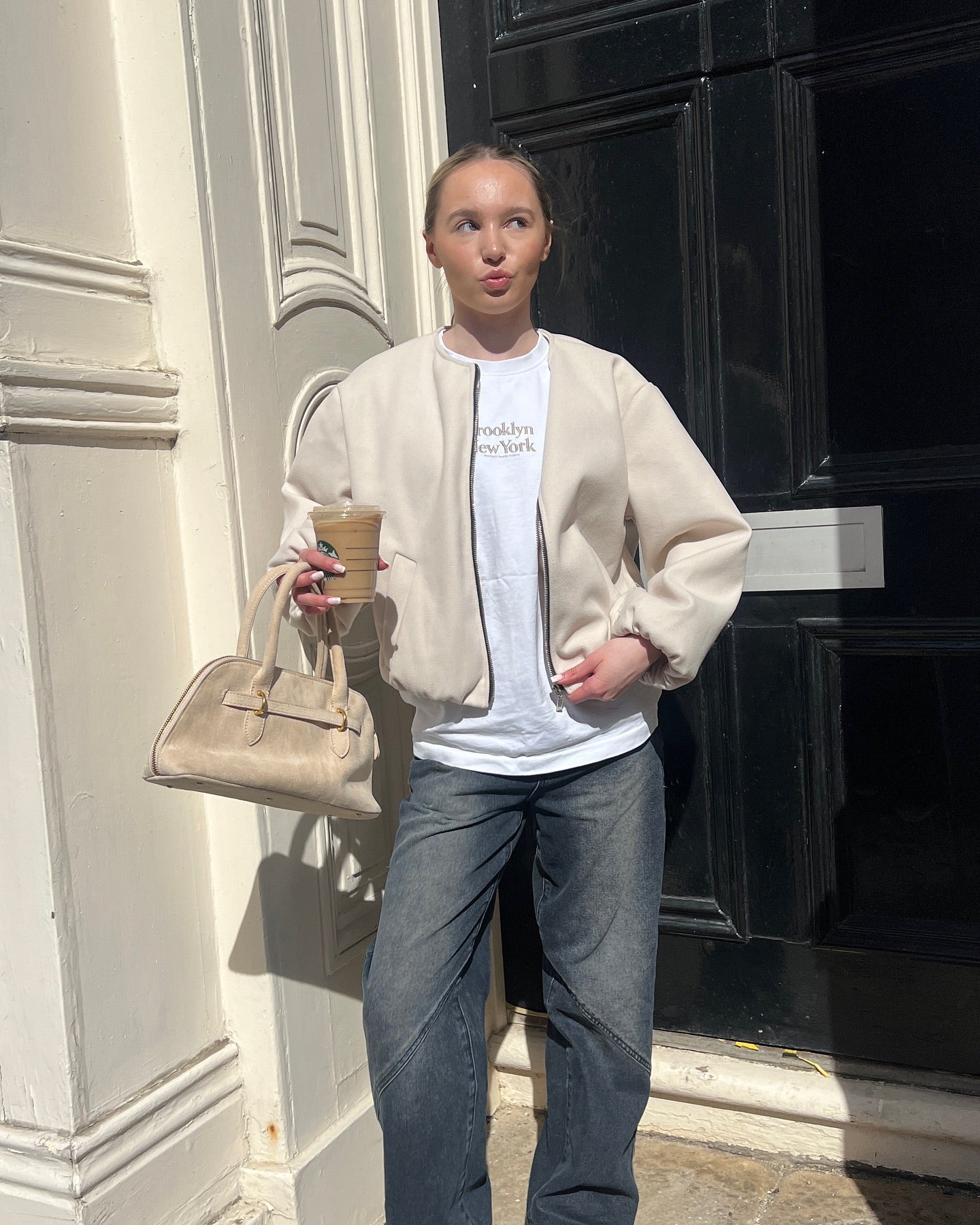 Bubble Hem Silver Zip Bomber Jacket - Violeta