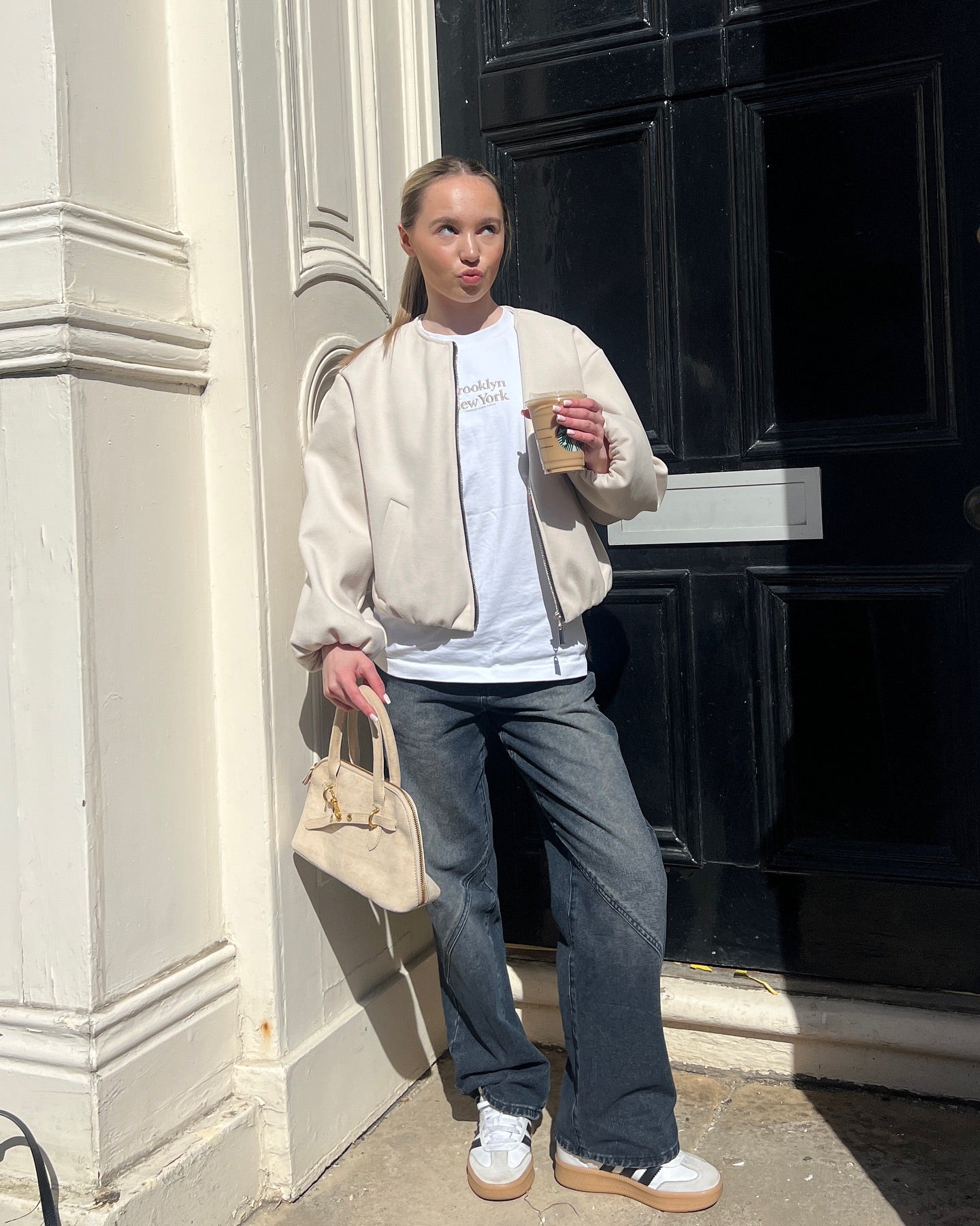 Bubble Hem Silver Zip Bomber Jacket - Violeta