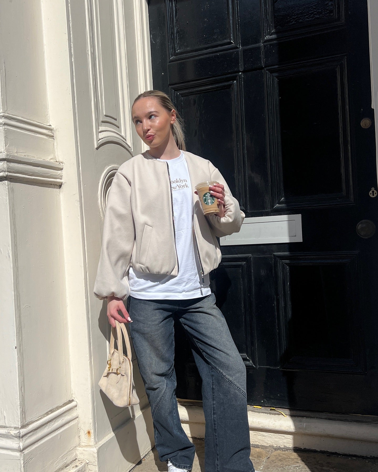 Bubble Hem Silver Zip Bomber Jacket - Violeta