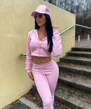 Cropped Hem Bell Bottom Joggers Set - Fernanda - Storm Desire
