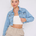 Distressed Cropped Denim Jacket - Solana