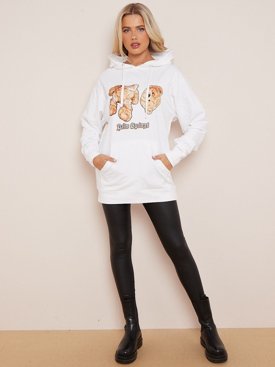White Palm Springs Graphic Print Hoodie - Anika - Storm Desire