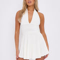 Slinky Halter Neck Frill Mini Dress - Paisley - Storm Desire