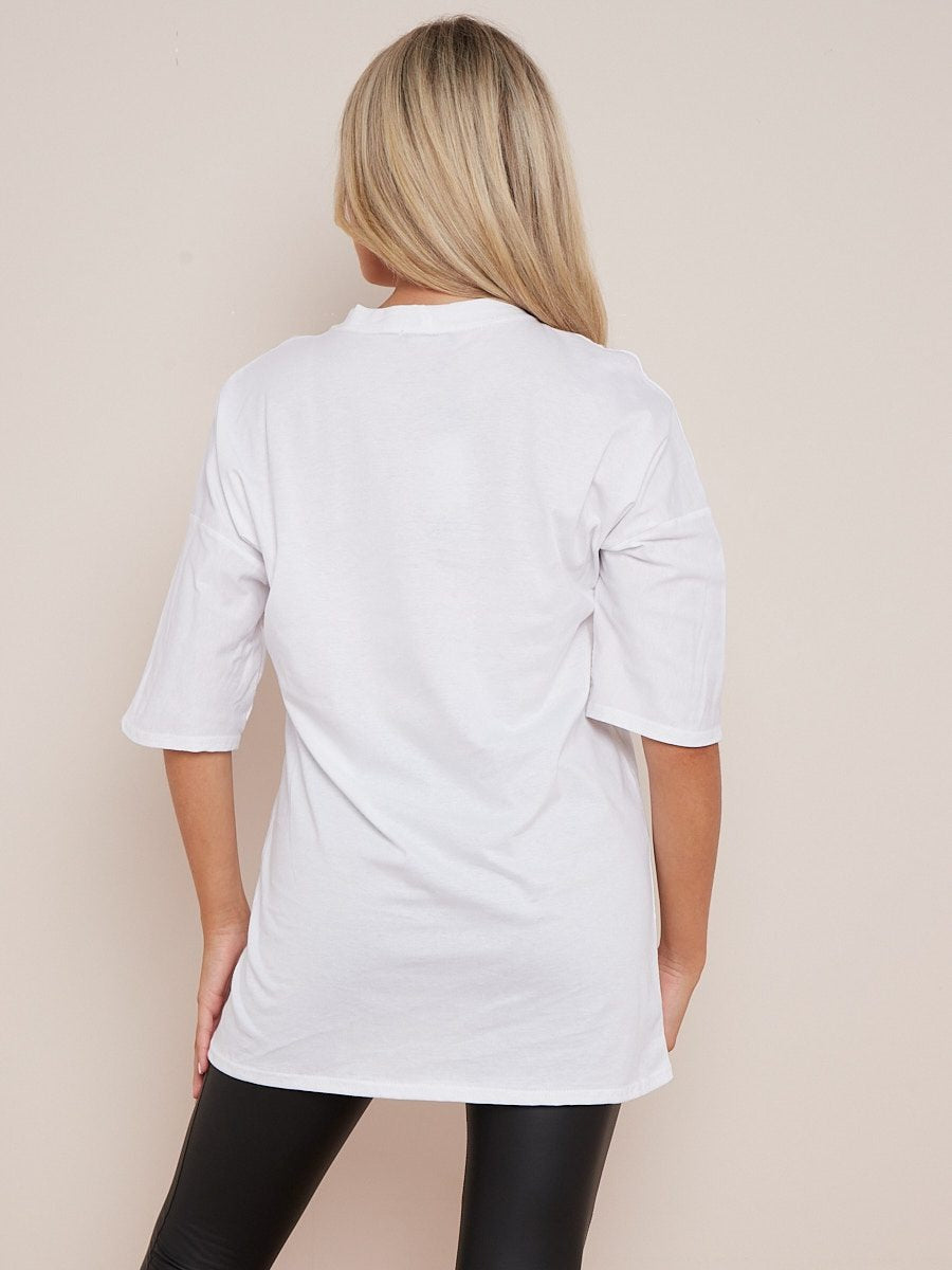 White Rock & Roll Graphic Oversized T-Shirt - Janiyah - Storm Desire