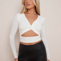 Long Sleeves Twist Knot Cut Out Crop Top - Riley